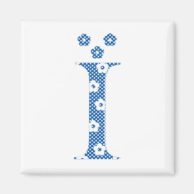 Imã Letra I Padrão Flor (azul) (Frente)