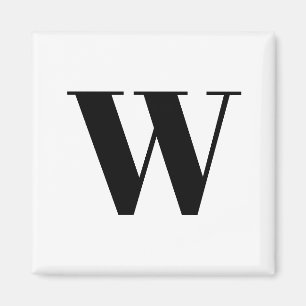 Imã Letra inicial do monograma personalizado branco pr