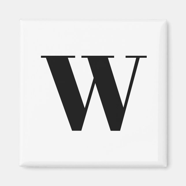 Imã Letra inicial do monograma personalizado branco pr (Frente)