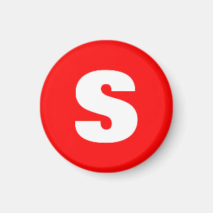 Imã Letra inicial Monograma Estilo moderno Branco verm