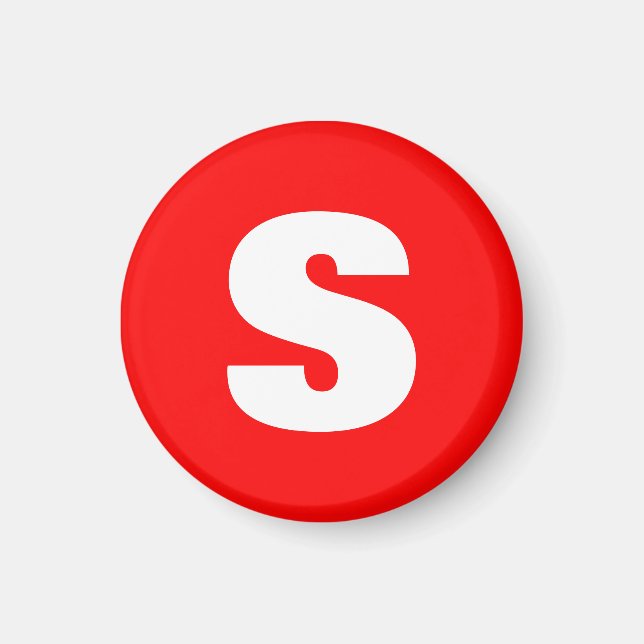 Imã Letra inicial Monograma Estilo moderno Branco verm (Frente)