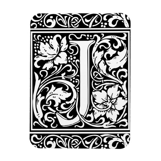 Ímã Letra J Monograma Medieval Arte Nova (Vertical)