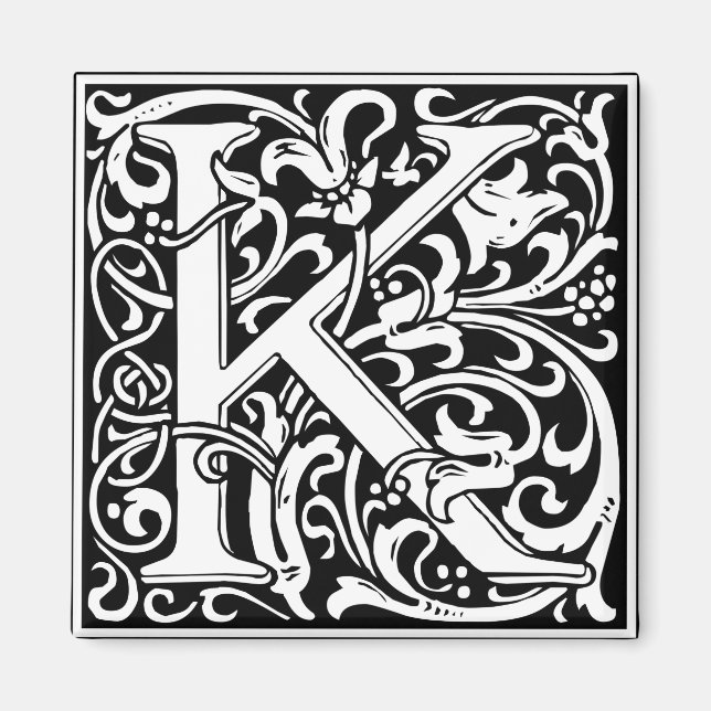 Imã Letra K Monograma Medieval Arte Nova (Frente)