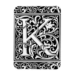Ímã Letra K Monograma Medieval Arte Nova