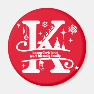 Imã Letra K Monograma Nome da Família Inicial Saudaç