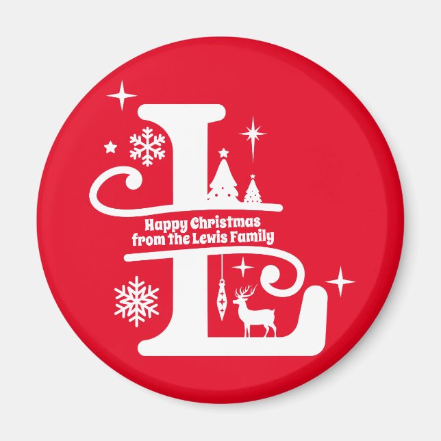 Imã Letra L Monograma Nome da Família Inicial Saudação (Frente)