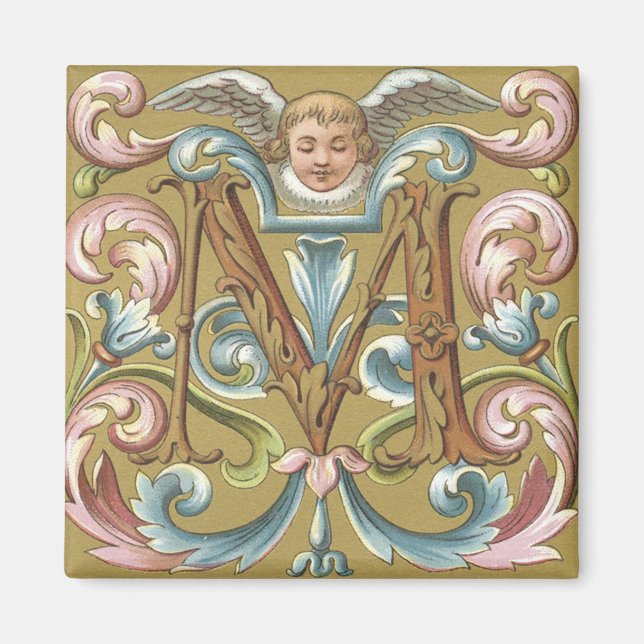 Imã Letra M com anjo - Magnet (Frente)