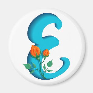 Imã Letra maiúscula E monograma floral