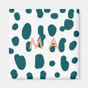 Imã Letra monograma laranja pastel bolinha azul mascul
