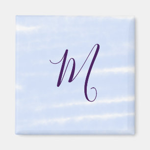 Imã Letra monograma nome aquarela pastel roxo retrô