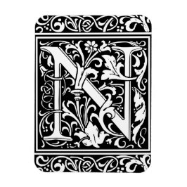 Ímã Letra N Monograma Medieval Arte Nova