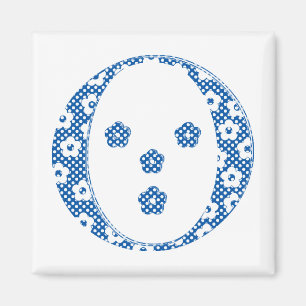 Imã Letra O (azul) do padrão da flor