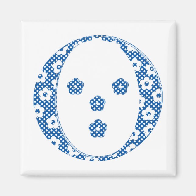 Imã Letra O (azul) do padrão da flor (Frente)