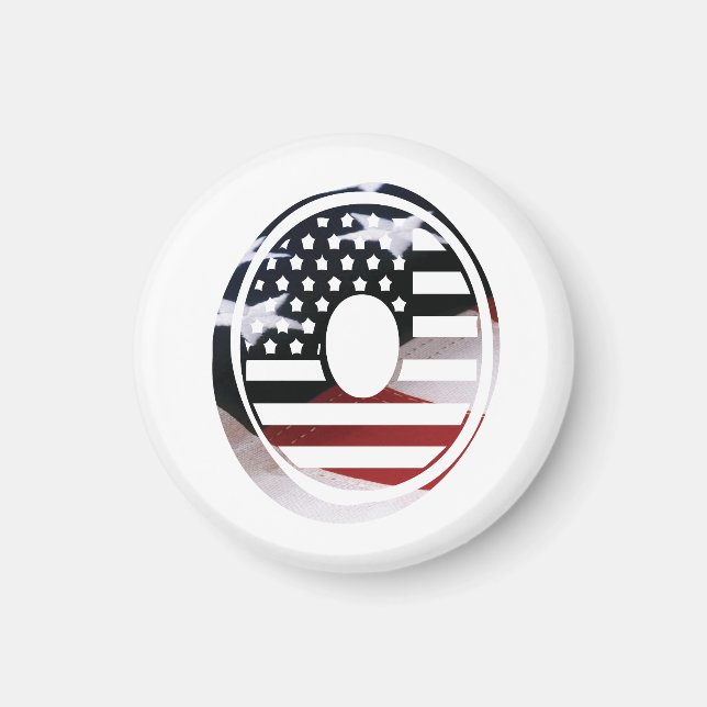 Imã Letra O Monograma Inicial EUA (Frente)