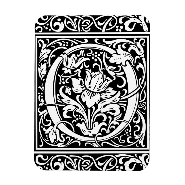 Ímã Letra O Monograma Medieval Arte Nova (Vertical)