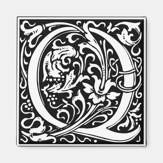 Imã Letra Q Monograma Medieval Arte Nova (Frente)