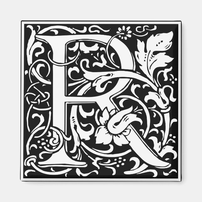 Imã Letra R Monograma Medieval Arte Nova (Frente)