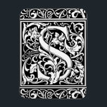 Ímã Letra S Monograma Medieval Art Nouveau<br><div class="desc">Este S inicial é parte de uma série completa de iniciais tipográficas inspiradas por William Morris. A inscrição a preto e branco é altamente decorativa, estilizada após a tipografia do rico da meia-idade. Cuta e tenda, este é um monograma chic vintage S - letra S- swirly S. Personalize este monograma...</div>