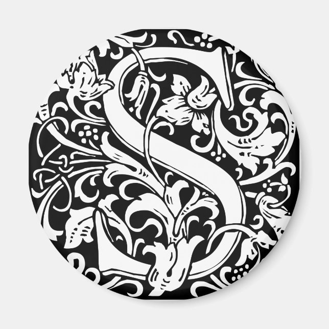Imã Letra S Monograma Medieval Arte Nova (Frente)