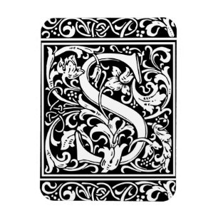 Ímã Letra S Monograma Medieval Arte Nova