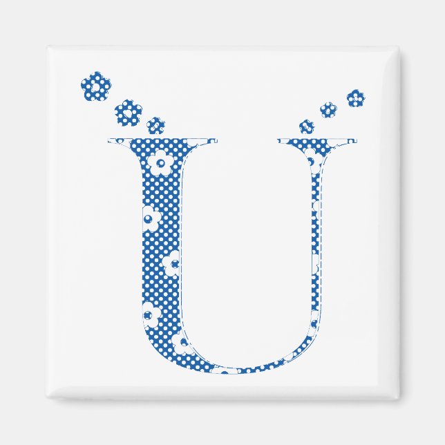 Imã Letra U (azul) do padrão da flor (Frente)