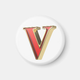 Imã Letra V de vidro vermelho