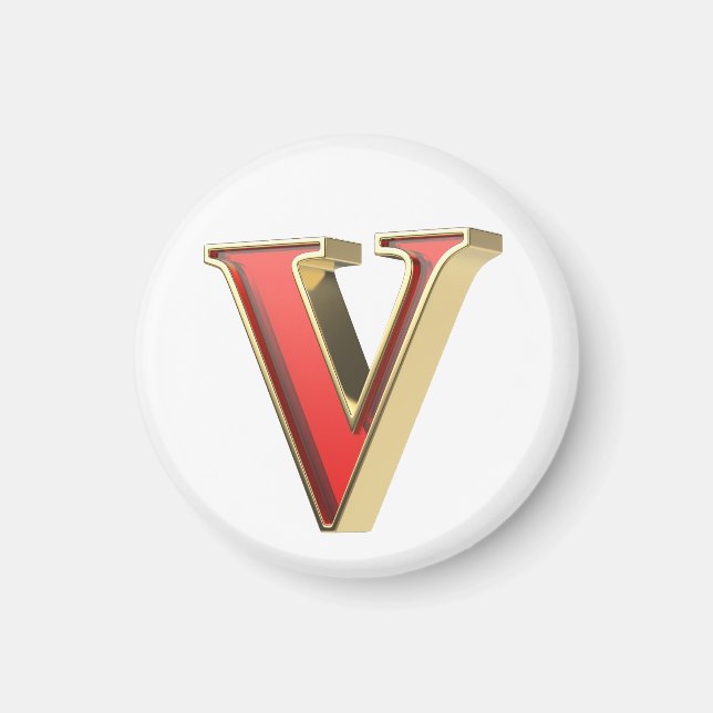 Imã Letra V de vidro vermelho (Frente)