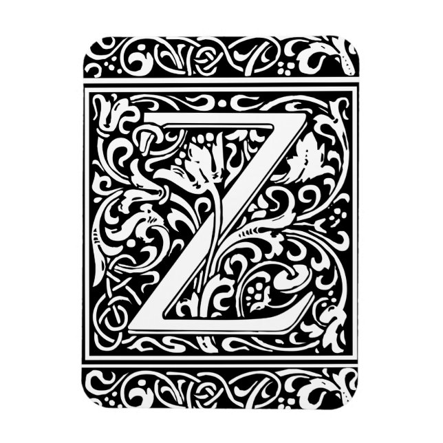 Ímã Letra Z Monograma Medieval Arte Nova (Vertical)