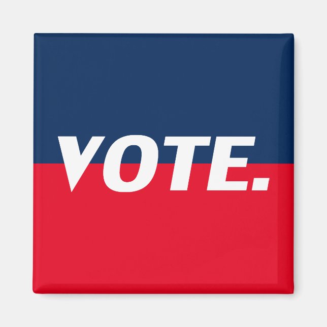 Imã Letras brancas "Vote", fundo azul vermelho (Frente)