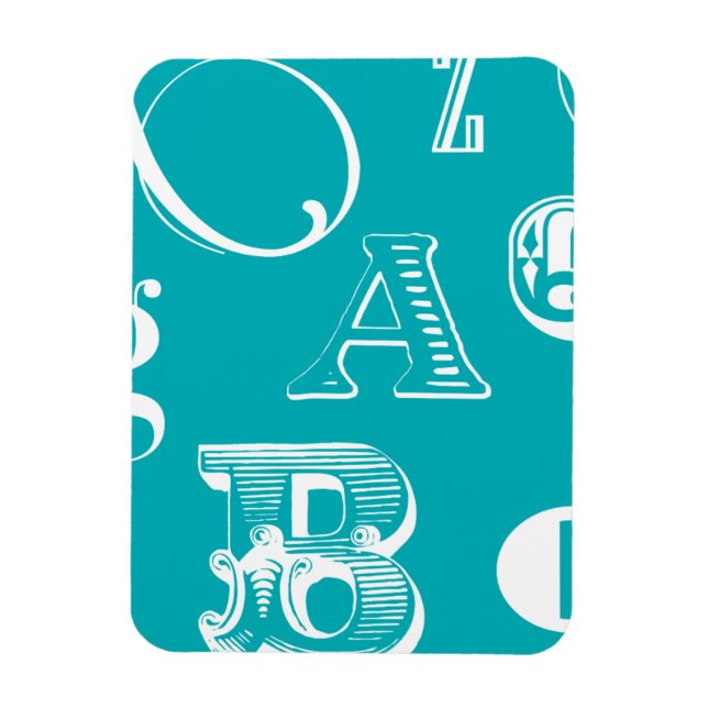 Ímã Letras Decorativas em Fundo Azul (Vertical)