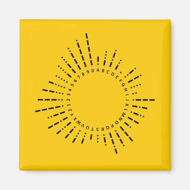 Imã Letras e Números em Código Morse – Gráfico Amarelo (Frente)