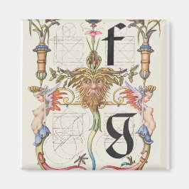 Imã Letras f e g Alfabeto Caligráfico
