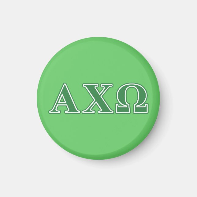 Imã Letras Verdes da Alpha Chi Omega (Frente)