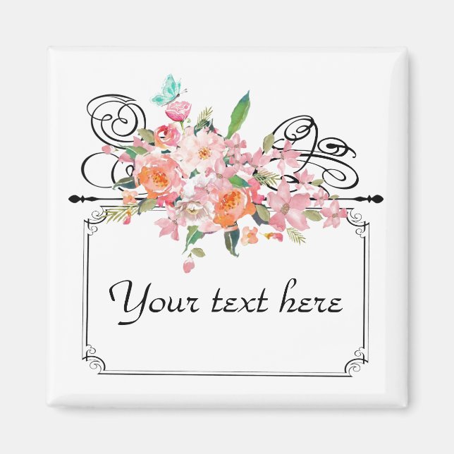 Imã Letreiro pendente floral vitoriano casamento (Frente)