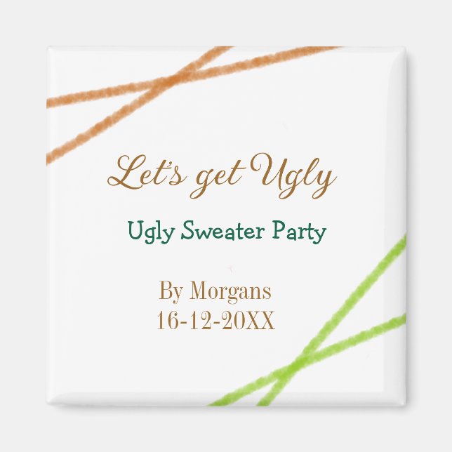 Imã Let's get ugly Christmas ugly sweater Partyorange  (Frente)