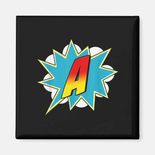 Imã Letter A Superhero Name Comic Letter Retro Costume (Frente)