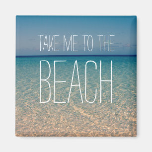 Imã Leve-me à areia azul do céu azul do Oceano de Prai