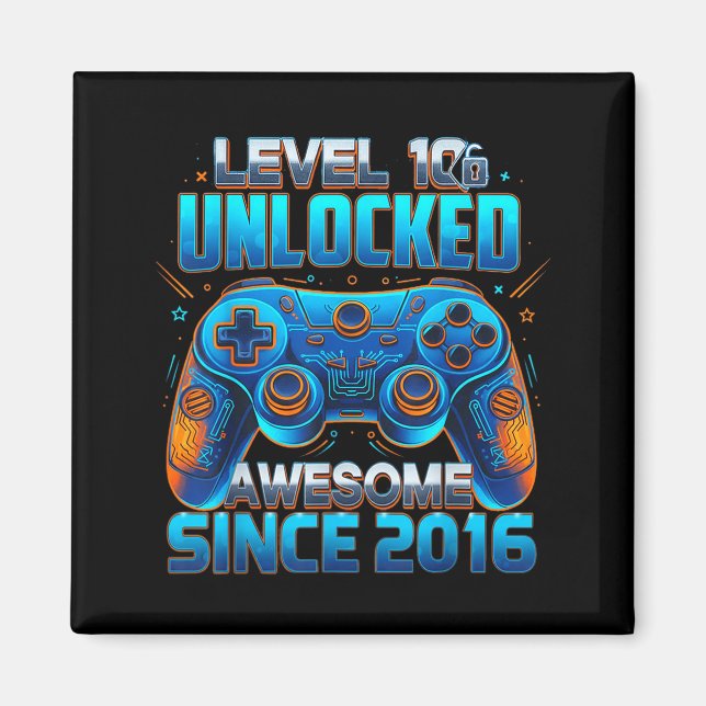 Imã Level 10 Unlocked Awesome Since 2016 10th Birthday (Frente)