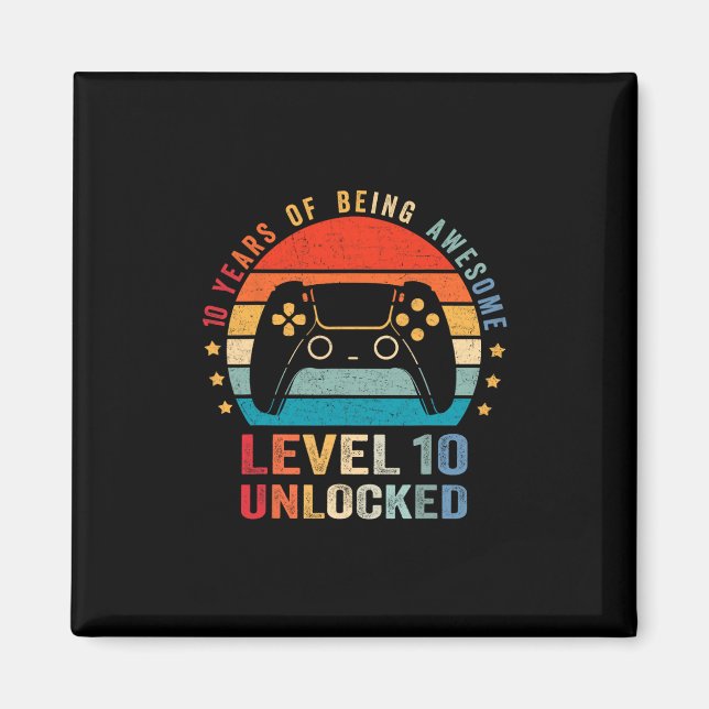 Imã Level 10 Unlocked Shirt Funny Video Gamer 10th Bir (Frente)
