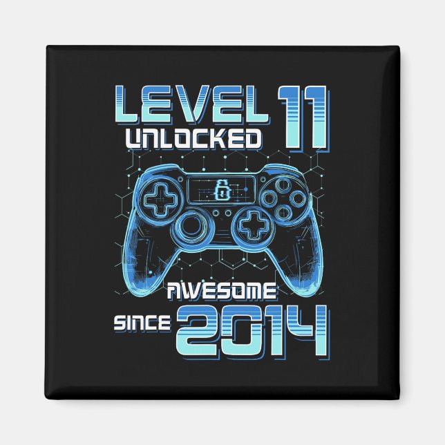 Imã Level 11 Unlocked Video Game Party 11th Birthday G (Frente)