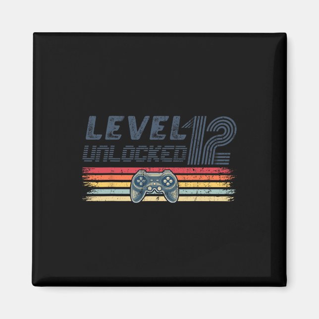 Imã Level 12 Unlocked Video Game 12th Birthday Gamer B (Frente)