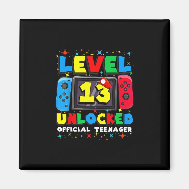 Imã Level 13 Unlocked Gamer 13th Birthday Gift Video G (Frente)