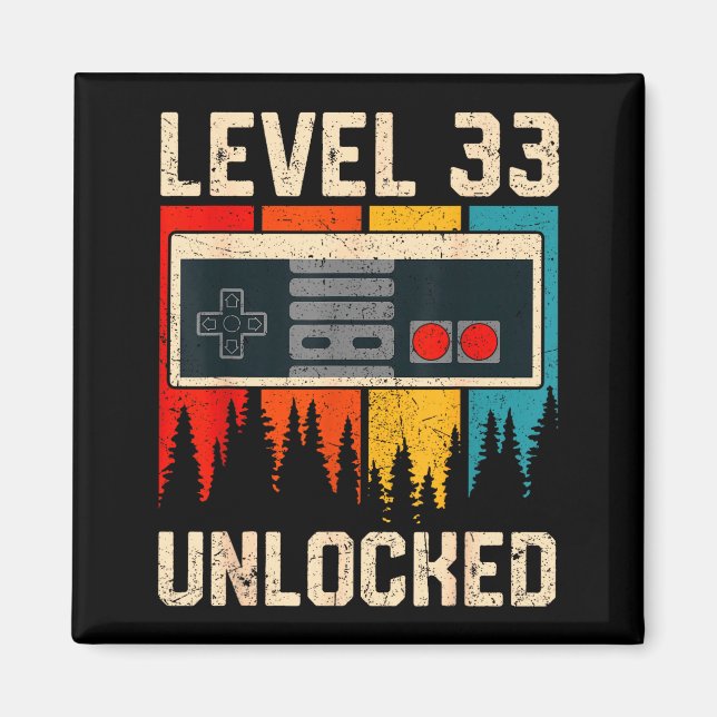 Imã Level 33 Unlocked Video Game Controller Birthday M (Frente)