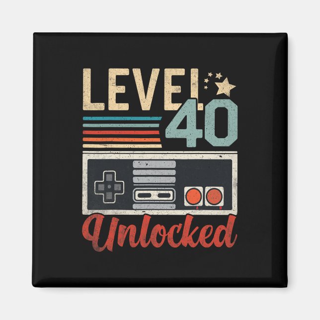 Imã Level 40 Unlocked Video Gamer Controller 40th Birt (Frente)