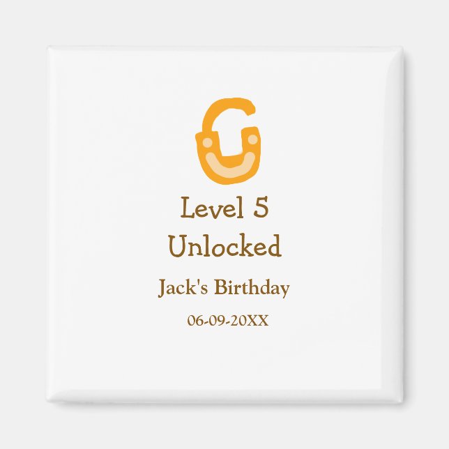 Imã Level 5 unlocked lock orange brown happy birthday  (Frente)