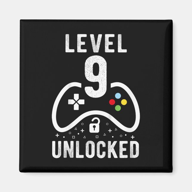 Imã Level 9 Unlocked Video Game 9th Birthday Gift  (Frente)