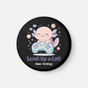 Imã Level-Up-a-Lotl Fofo Axolote de Gamer Kawaii Aconc