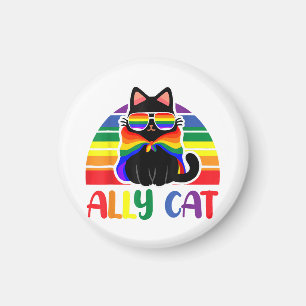 Imã LGBT Ally Cat Seja tipo Gay Rainbow Funny LGBTQ Fl