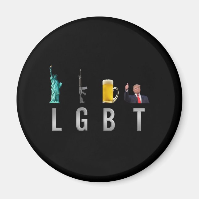 Imã LGBT - Liberty Guns Beer Trump 6 (Frente)