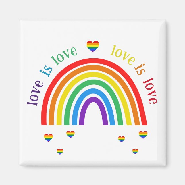 Imã LGBT Magnet - Rainbow Hearts is Love (Frente)